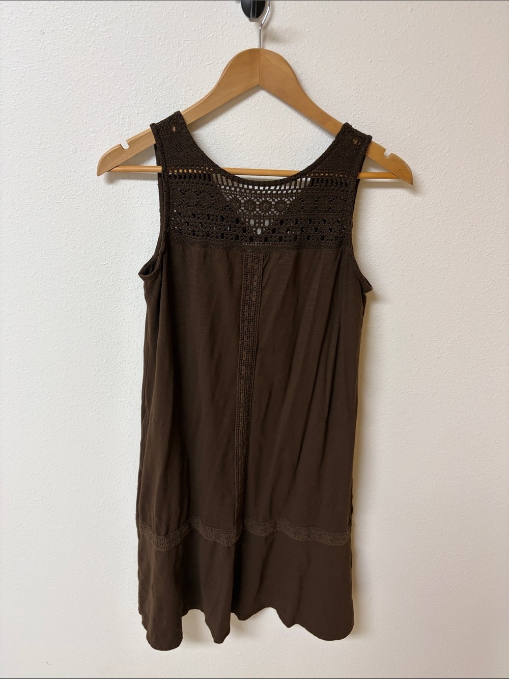 J. Jill Brown Crochet Yoke Tank Dress women’s size s